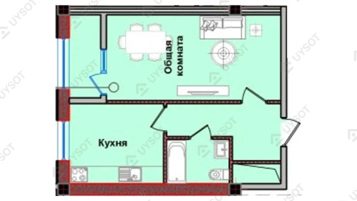 1-комнатная квартира 37.7 м²  9/9 этаж | Жилой комплекс Savr Avenue