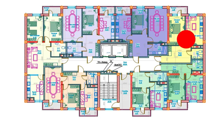 2-xonali xonadon 52.49 m²  11/11 qavat