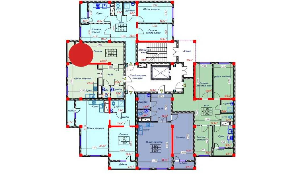 2-комнатная квартира 67.9 м²  8/8 этаж