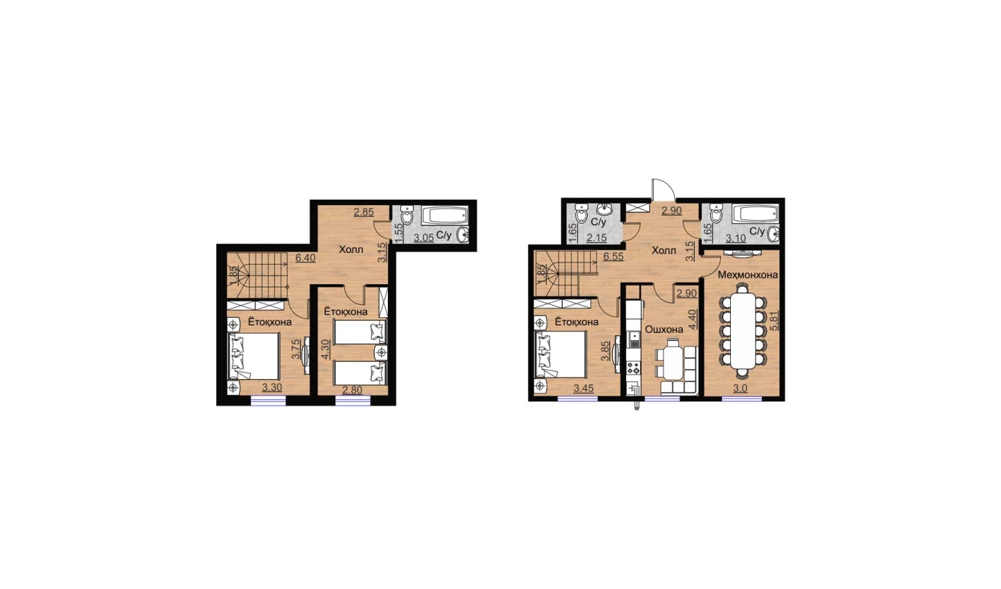 2-комнатная квартира 75.8 м²  1/1 этаж