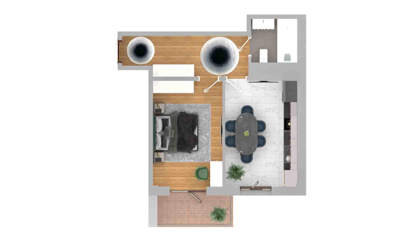 2-комнатная квартира 42.9 м²  6/6 этаж