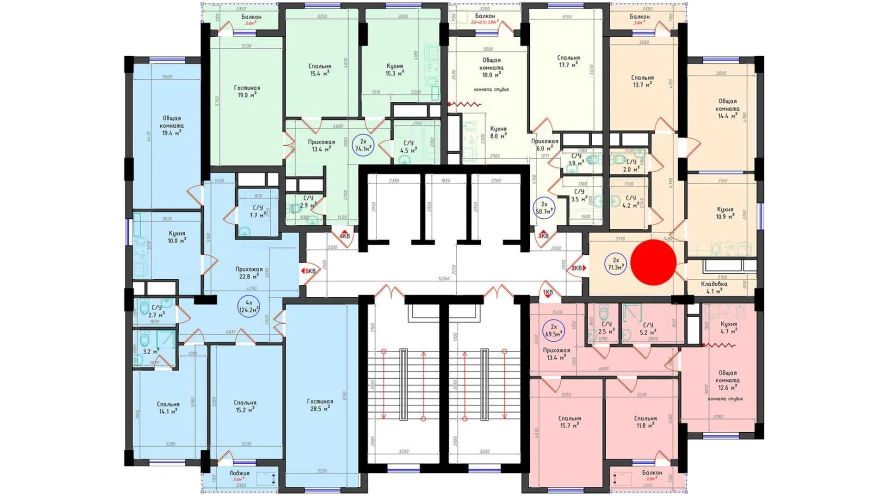 2-комнатная квартира 71.3 м²  10/10 этаж