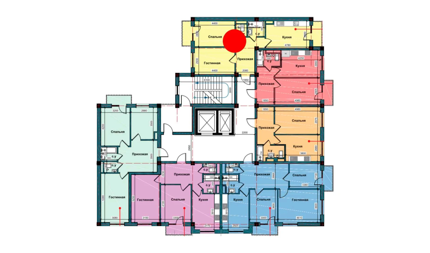 2-комнатная квартира 61.7 м²  3/3 этаж