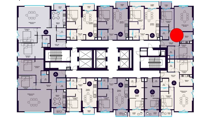 3-xonali xonadon 92.3 m²  7/7 qavat