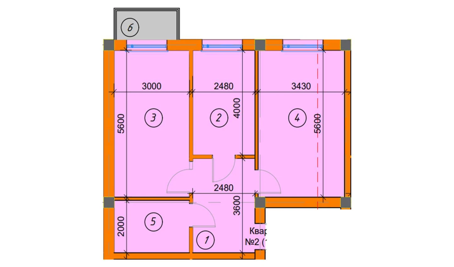 1-комнатная квартира 60.85 м²  3/3 этаж