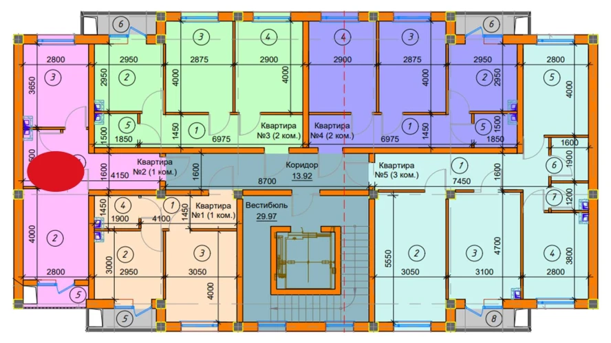 1-xonali xonadon 33.05 m²  3/3 qavat