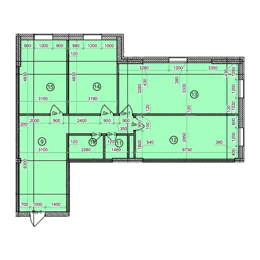 3-комнатная квартира 110 м²  5/5 этаж