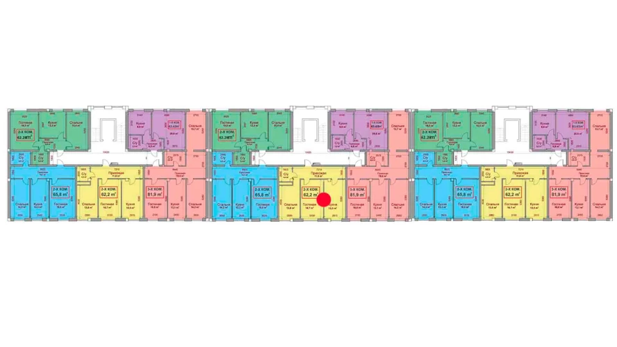 2-комнатная квартира 62.2 м²  2/2 этаж