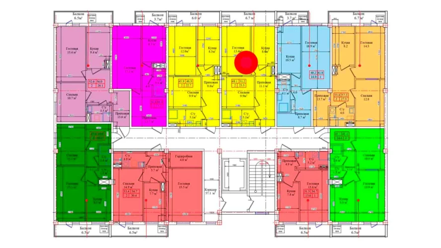 2-комнатная квартира 51.2 м²  8/8 этаж