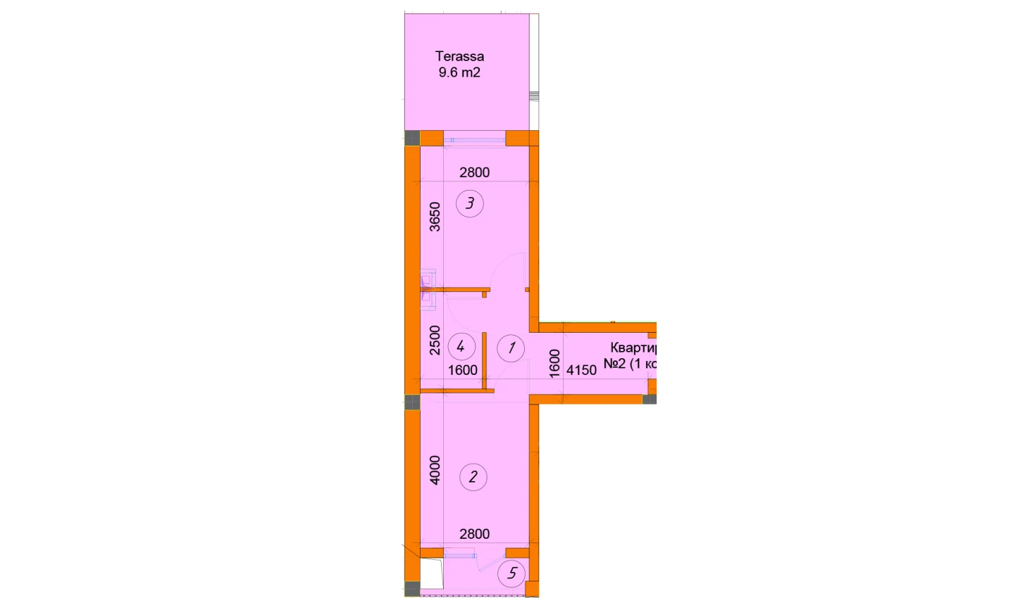 1-xonali xonadon 35.85 m²  2/2 qavat