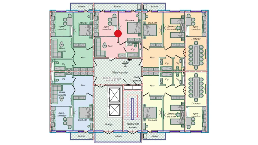 1-комнатная квартира 43.98 м²  9/9 этаж