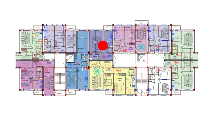 1-комнатная квартира 56.06 м²  9/9 этаж