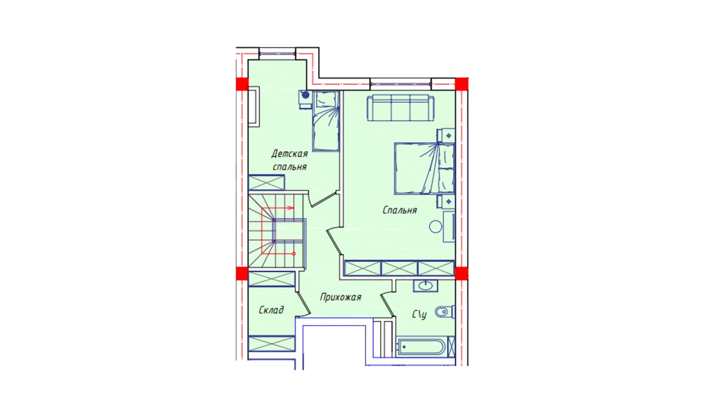 2-комнатная квартира 57.7 м²  8/8 этаж