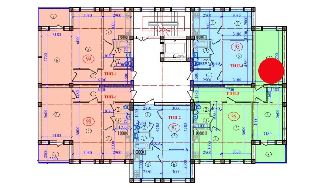 3-xonali xonadon 97.4 m²  5/5 qavat