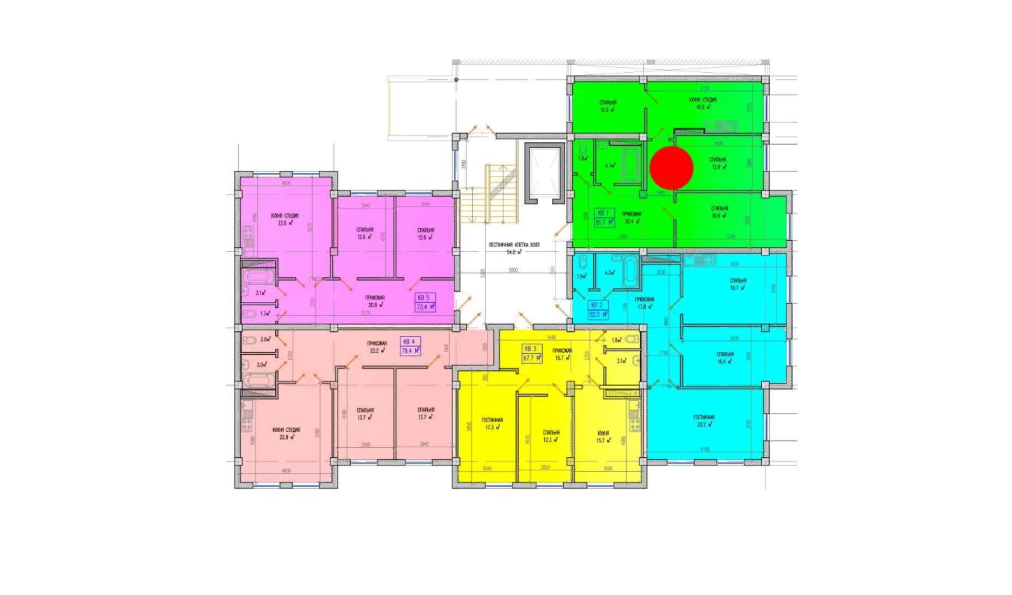 3-комнатная квартира 81.7 м²  1/1 этаж