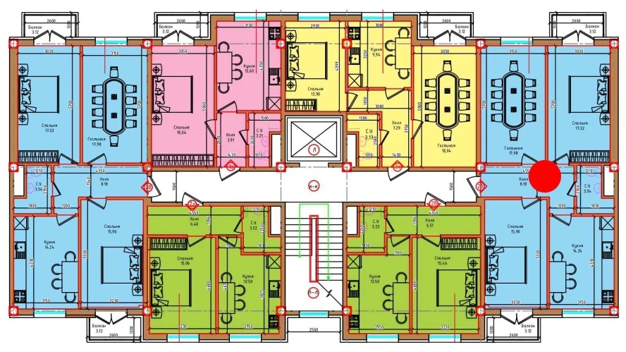 3-комнатная квартира 76.96 м²  7/7 этаж