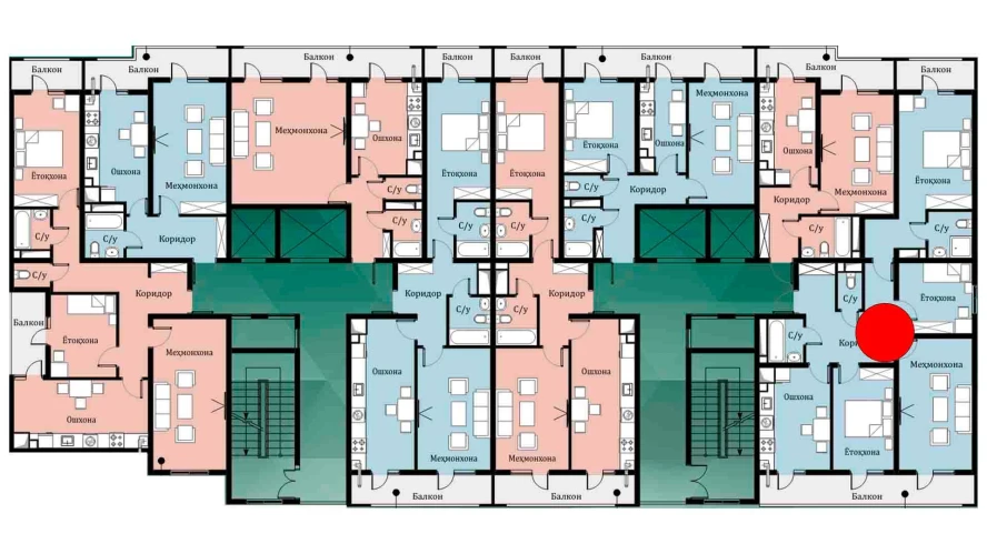 4-xonali xonadon 91.83 m²  1/1 qavat