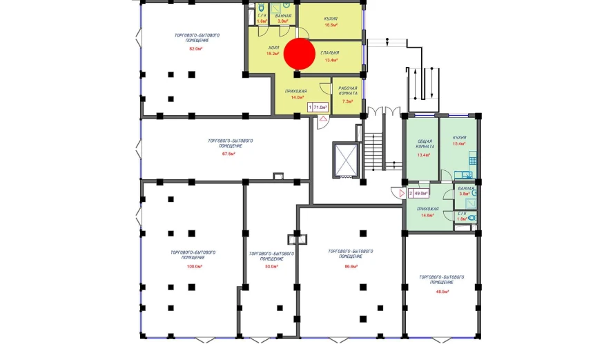 3-комнатная квартира 71 м²  0/0 этаж