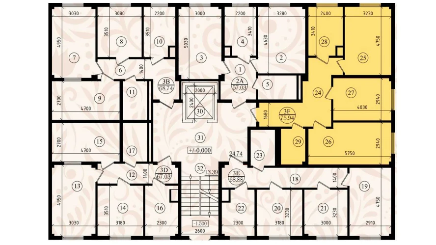 3-xonali xonadon 70.31 m²  1/1 qavat