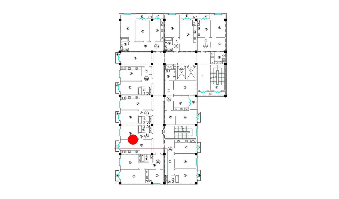 2-xonali xonadon 43.5 m²  5/5 qavat