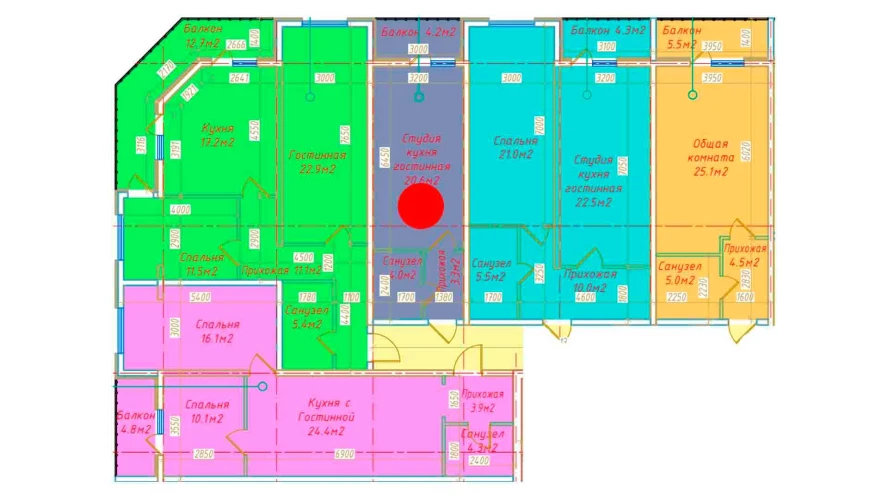 2-xonali xonadon 32.1 m²  8/8 qavat