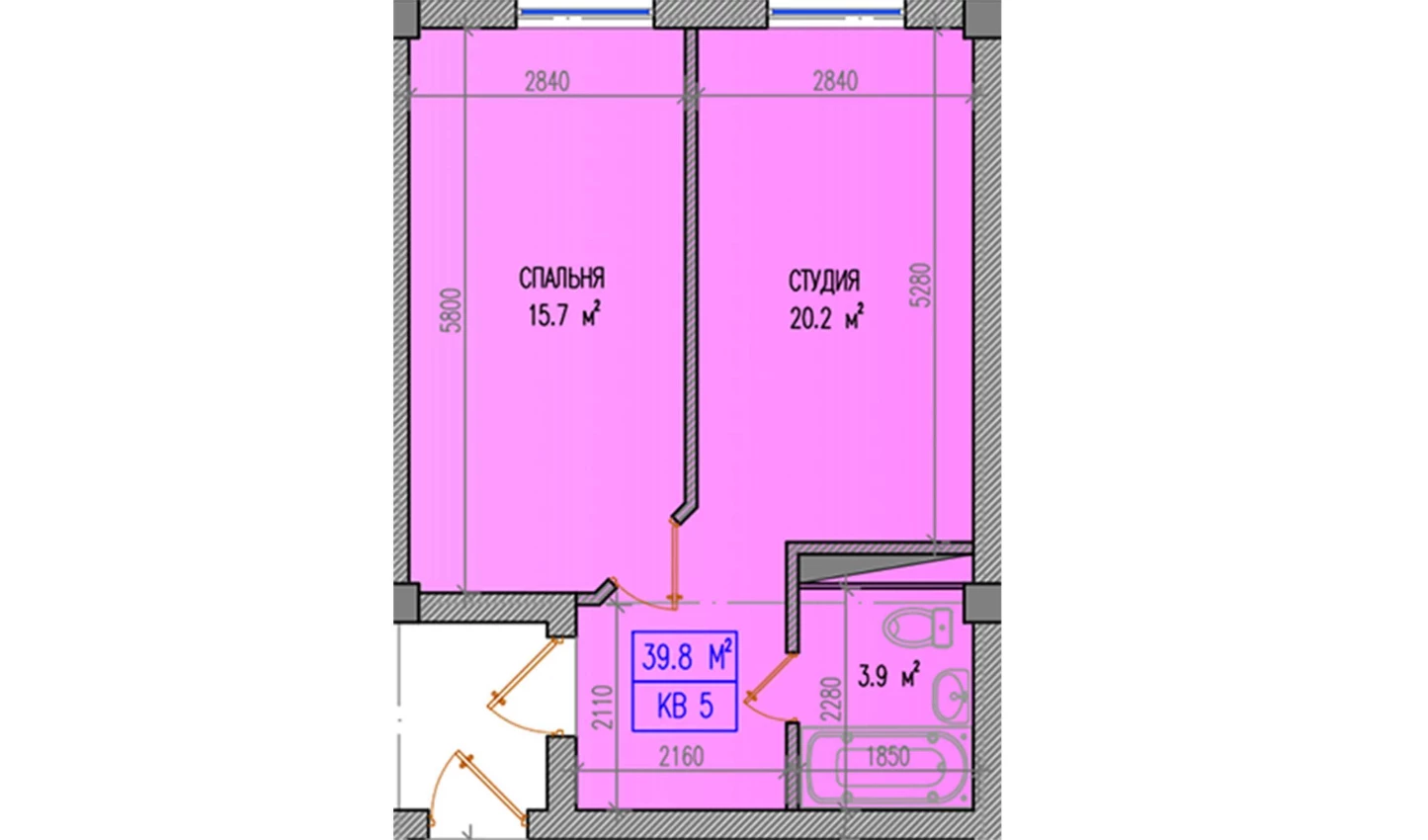 3-xonali xonadon 39.8 m²  1/1 qavat