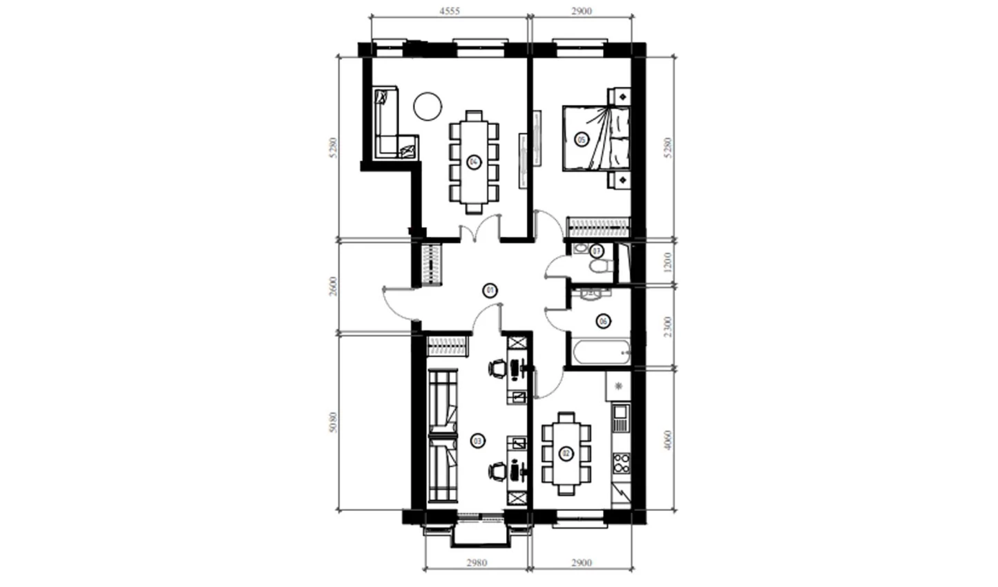 3-комнатная квартира 80.7 м²  2/2 этаж