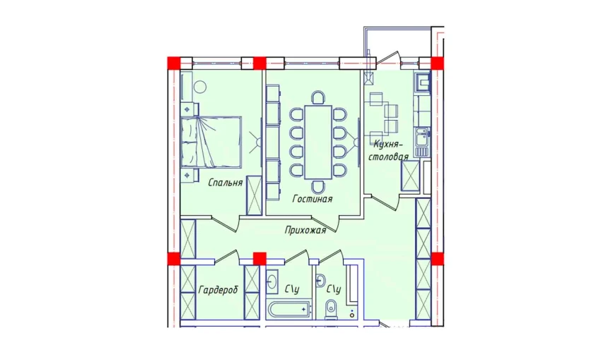 5-xonali xonadon 127.12 m²  7/8 qavat | STAR HOUSE RESIDENCE Turar-joy majmuasi