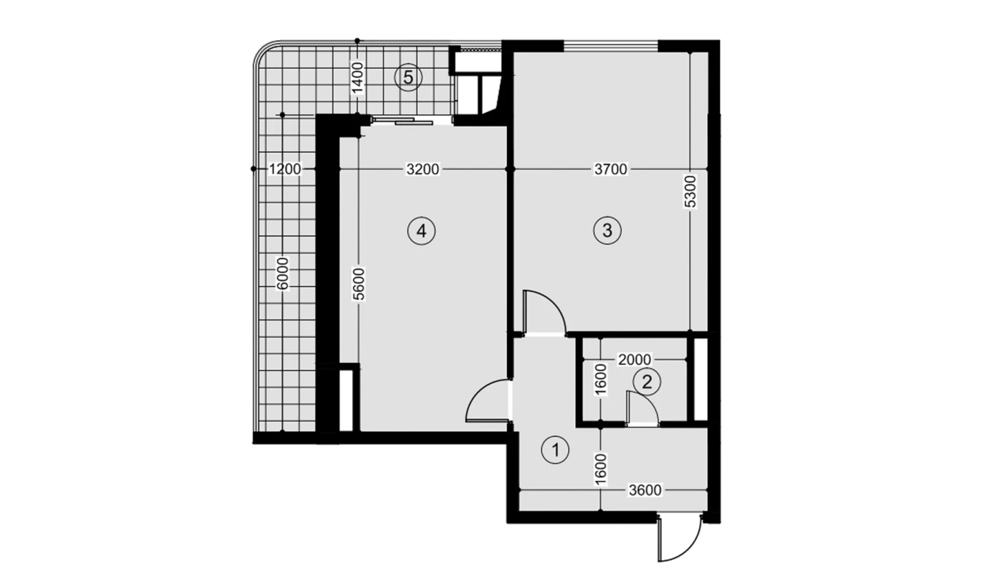 2-xonali xonadon 60.9 m²  4/4 qavat