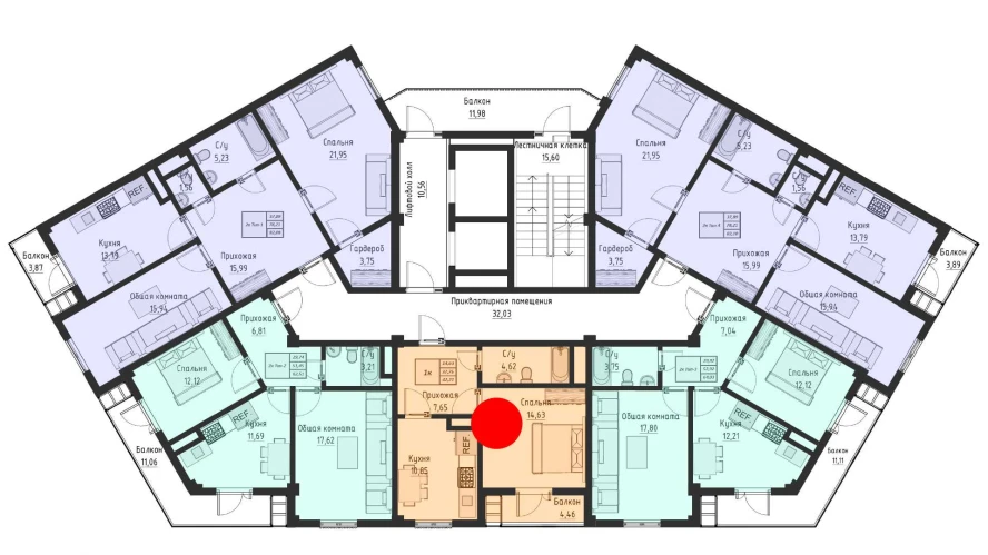 1-xonali xonadon 37.75 m²  4/4 qavat