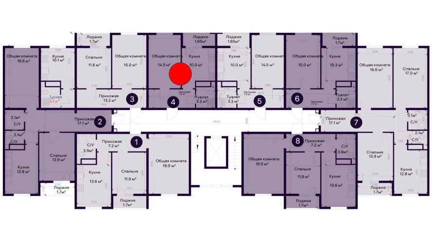 1-комнатная квартира 36.65 м²  8/8 этаж