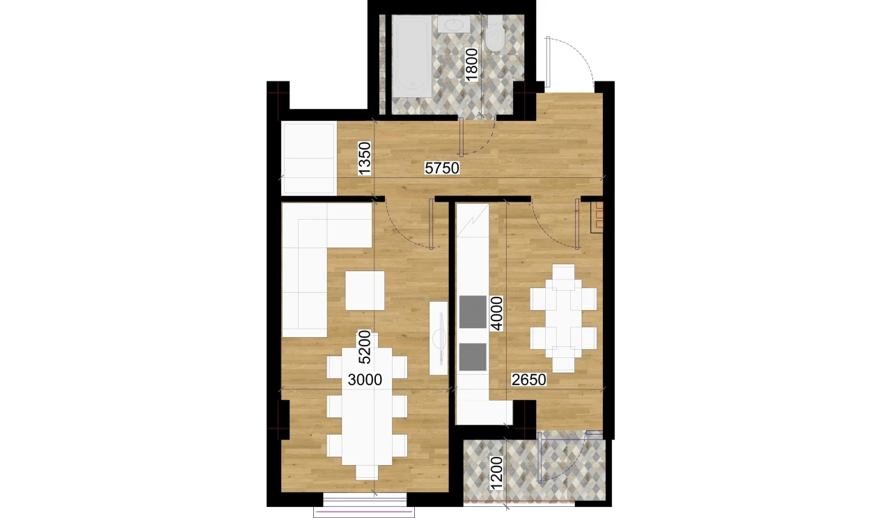 1-xonali xonadon 43.34 m²  7/7 qavat | O'ZBEGIM Turar-joy majmuasi