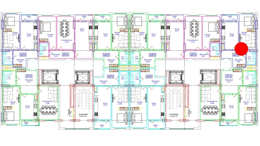 1-комнатная квартира 49.6 м²  6/6 этаж