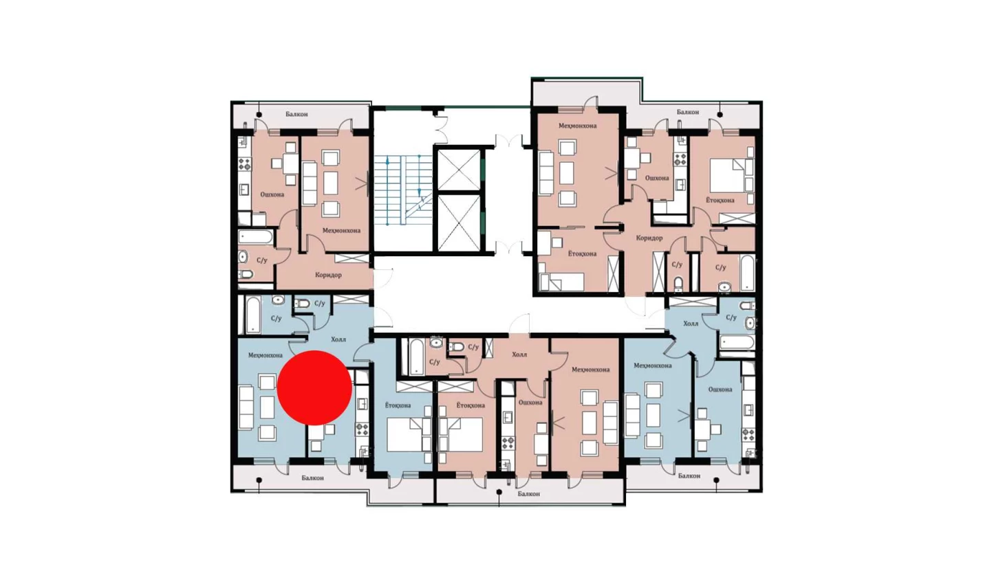 2-комнатная квартира 55.75 м²  10/10 этаж