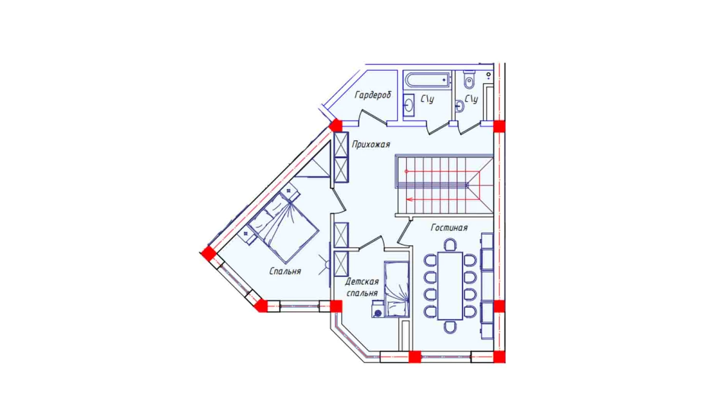 2-xonali xonadon 65 m²  4/4 qavat