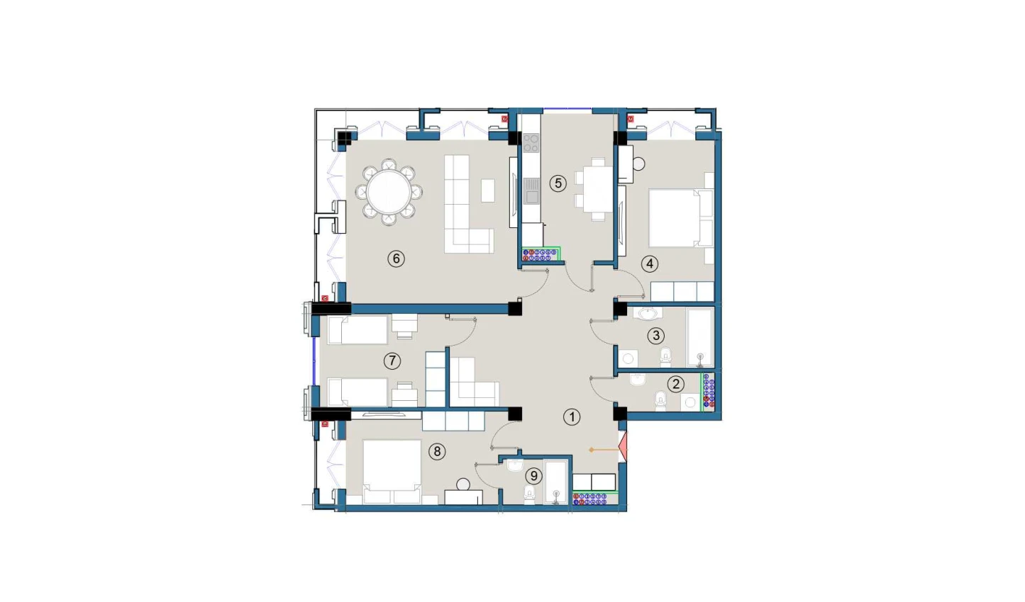 4-xonali xonadon 120 m²  6/6 qavat