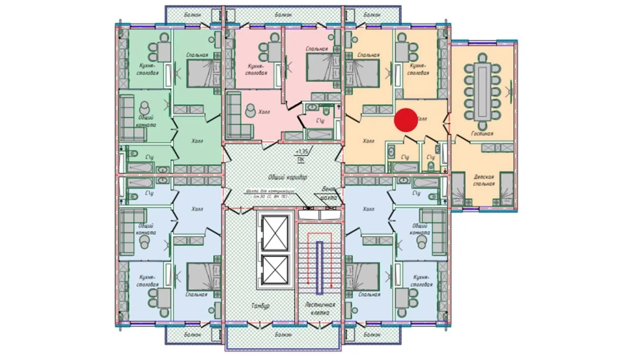 3-комн. квартира 91.34 м²  6/16 этаж | Жилой комплекс EKO PARK