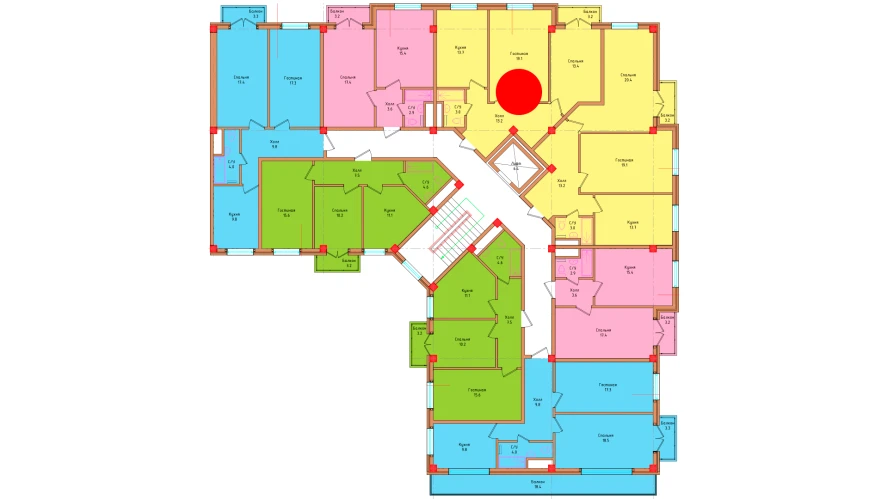 2-комнатная квартира 63.47 м²  6/6 этаж