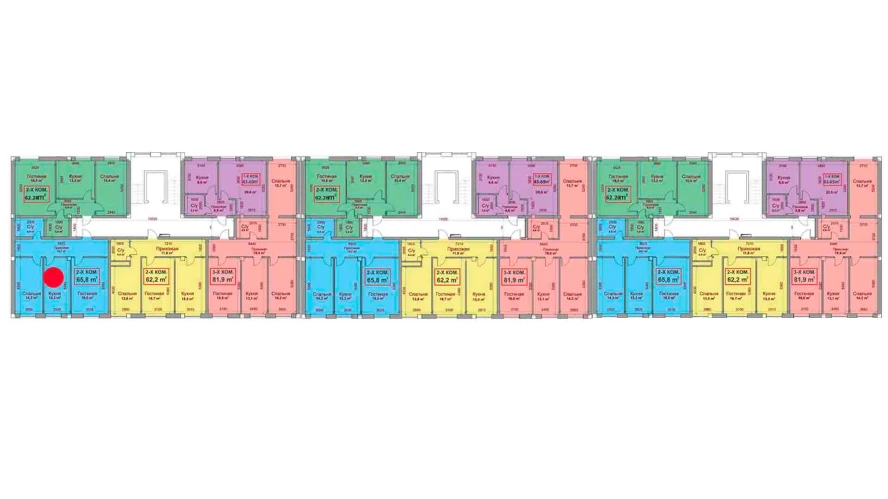 2-комнатная квартира 65.8 м²  4/4 этаж