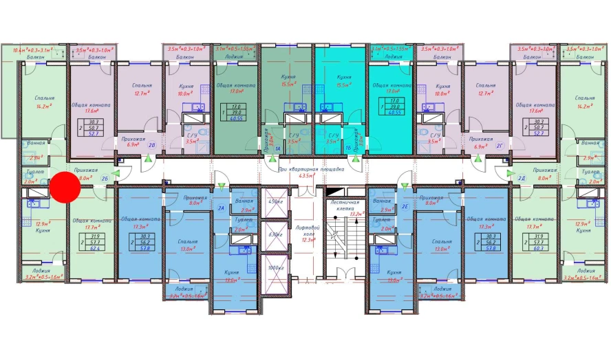 2-комн. квартира 62.4 м²  11/16 этаж | Жилой комплекс TRINITY