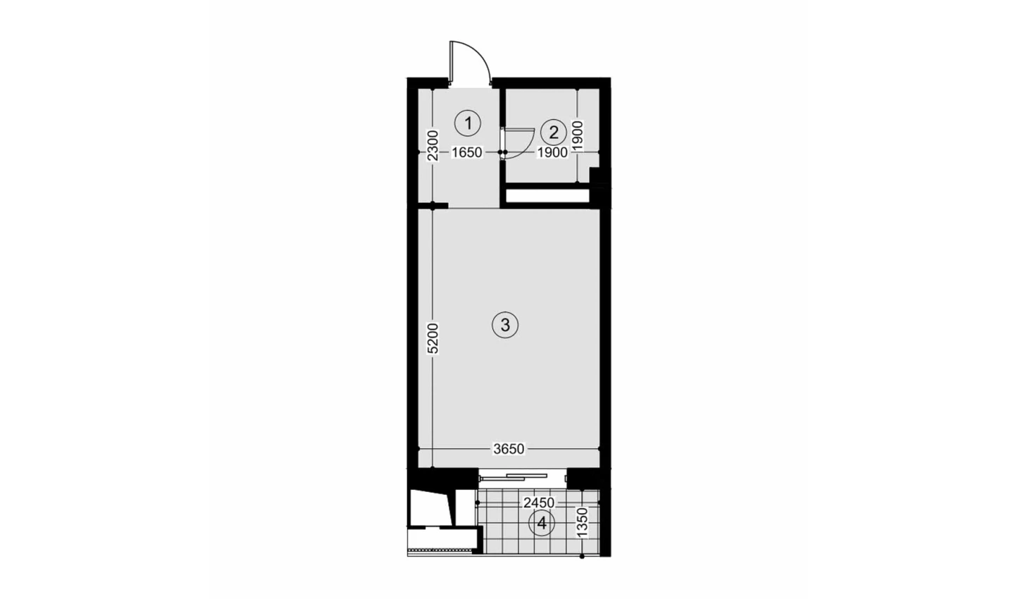 1-xonali xonadon 29.8 m²  12/12 qavat