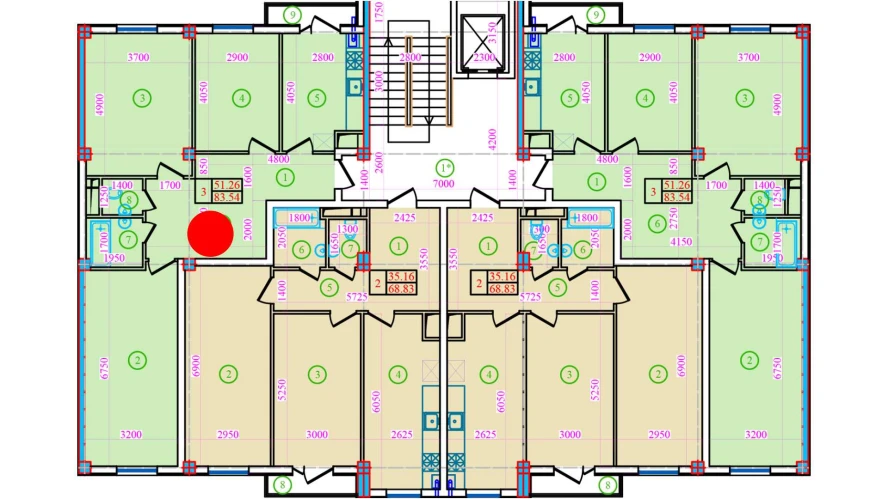 3-xonali xonadon 83.54 m²  4/4 qavat