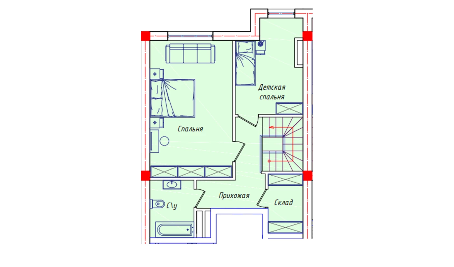 2-комнатная квартира 57.7 м²  8/8 этаж