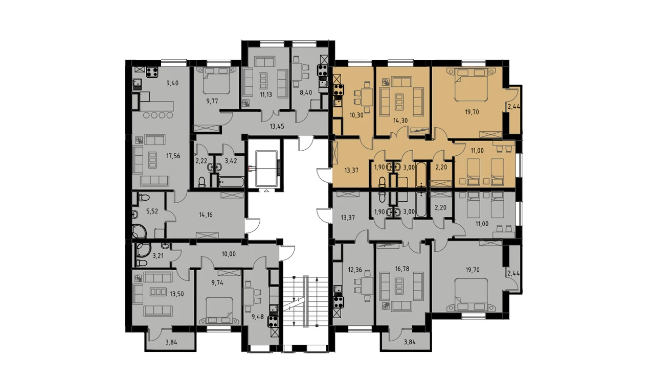 3-комнатная квартира 76.5 м²  2/2 этаж