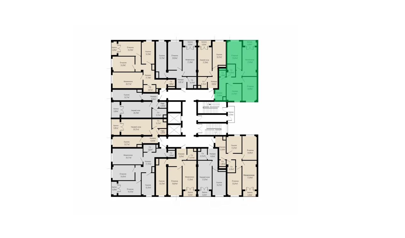 3-комнатная квартира 82 м²  4/4 этаж