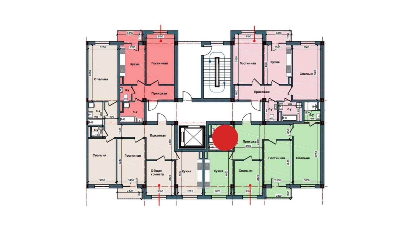 3-комнатная квартира 98.4 м²  5/5 этаж