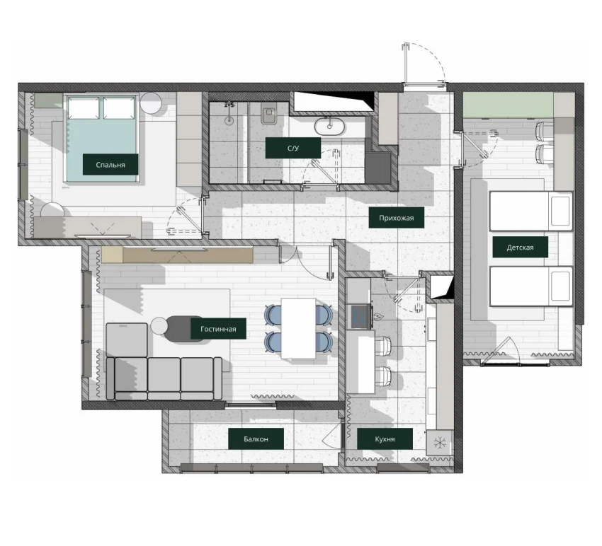 3-комнатная квартира 84.22 м²  11/11 этаж