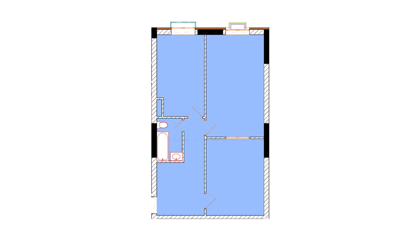 2-комнатная квартира 66.8 м²  3/3 этаж