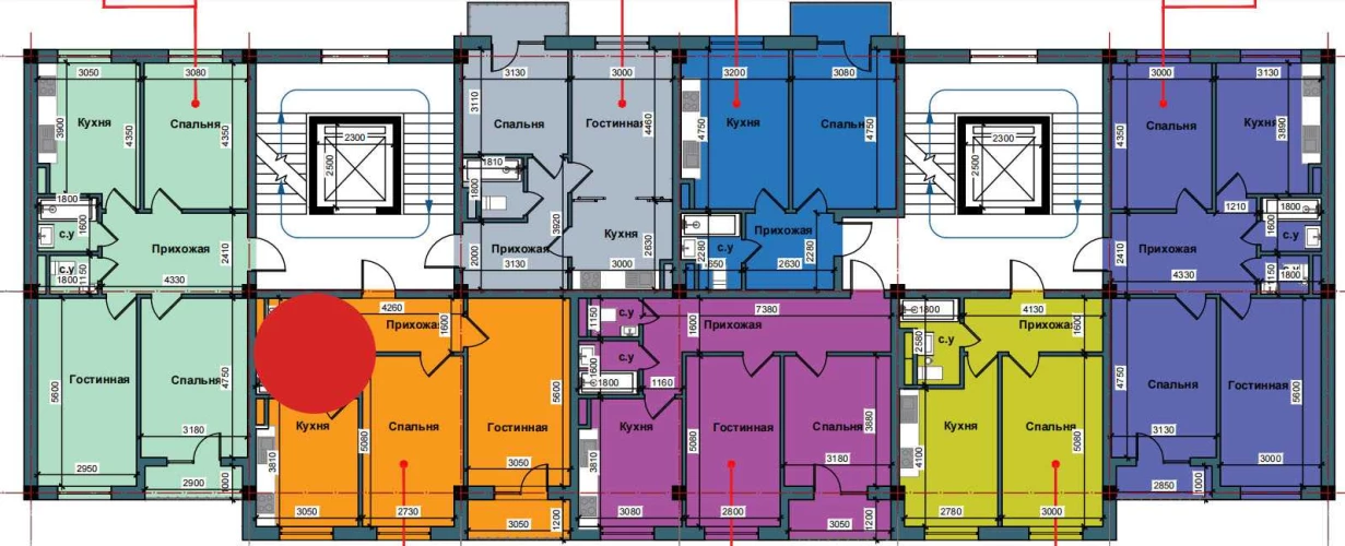 2-комнатная квартира 62.1 м²  9/9 этаж