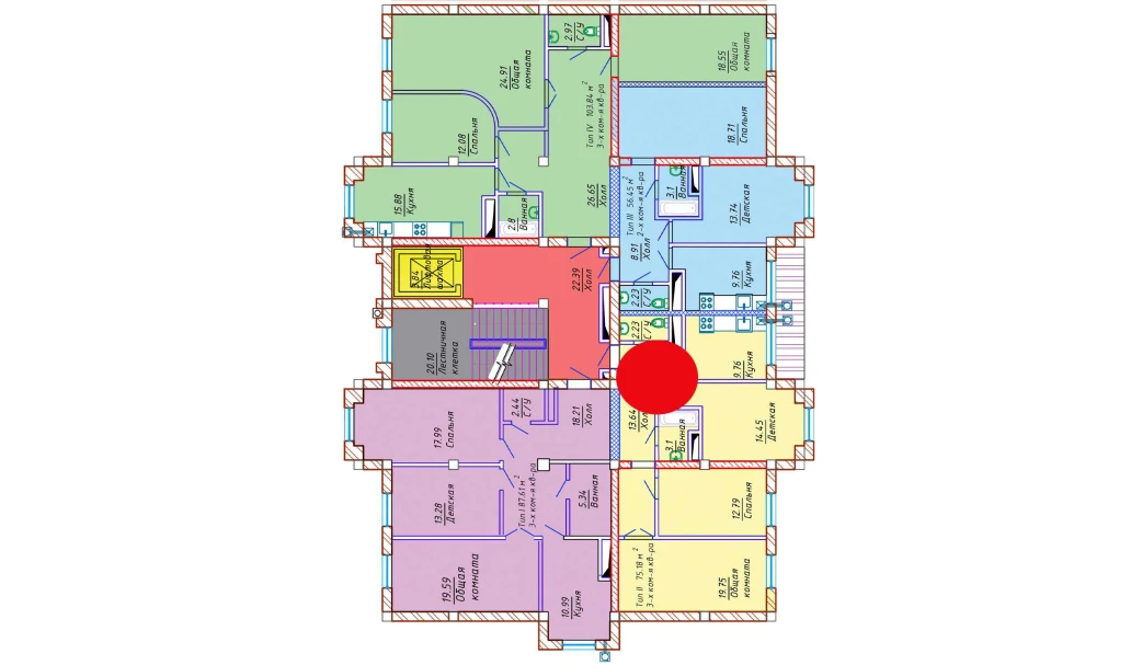 3-комнатная квартира 75.18 м²  9/9 этаж